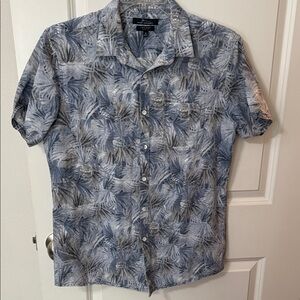 Marc Anthony Gray and White Tropical Print Shirt